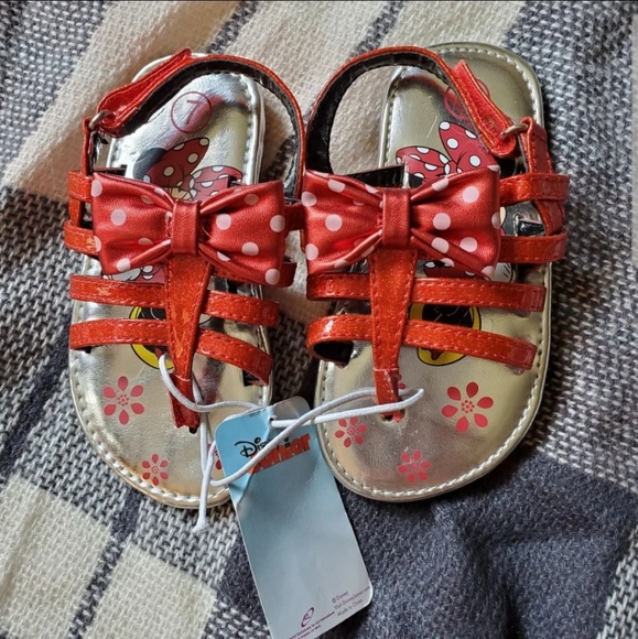 Toddler Girls Size 7 Red Minnie Mouse Sandals NWT